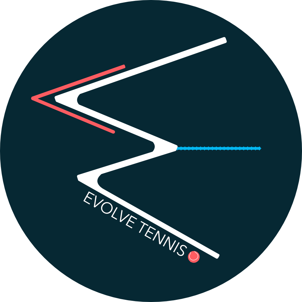 Logo for Riccardo Leone's science-based tennis training methodology, emphasizing evolvement in tennis player development